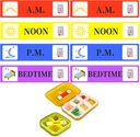 500 Pcs Medicine מדביקים תוויות הדרכה - Morning Noon Evening Bedtime מזכיר Sticker 2/5 x 1.6 Inch AM NOON PM עבור פפילות מקרה