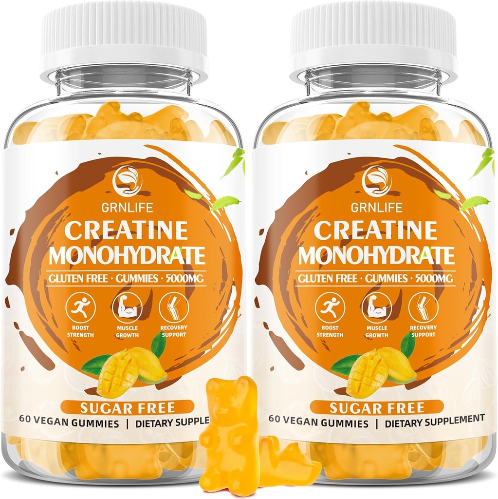 Creatine Monohydrate חניכיים עבור גברים ונשים, Chewables Creatine Monohydrate עבור כוח שרירים, שריר בונה, אנרגיה Boost, סוכר חינם, טבעוני, מנגו פלפור-120 הרוזן