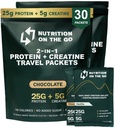 תזונה על Go Whey חלבון Isolate Packets עם Creatine - 25g חלבון + 5g Creatine - אבקת חלבון יחיד-שרת נסיעות - Variety Pack (Vanilla & שוקולד) (30-Pack)