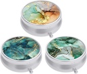 3 Pack Pill Box, Small Pill Case for Purse & Pocket, מארגנת רפואה חמודה, Portable Medicineer Holder כדי להחזיק ויטמינים, תרופות, שמן דגים ותוספים, Ink Texture