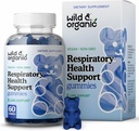 Wild & Organic Lung Detox Gummies - 1000 מ"ג מולליין חניכיים עבור Lungs ניקויse - תוספי טבע עם מלט מולליין Leaf ו Mushroom - 60 טבעוני, Non-GMO צ'ws