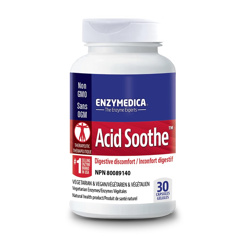 Enzymedica, Acid Soothe, תמיכה ב- Occasional Heartburn, 3in-1 פורמולה עם Enzymes & Soothing Herbs, 30 Count