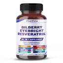 All-in-1 Bilberry Eyebright Astaxanthin Elderberry Resveratrol תוסף - Rich in Antioxidants & Supports Eye Health - Made in the USA -150 קפסולות