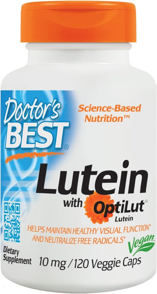 Doctor's Best Lutein with OptiLut, Non-GMO, טבעוני, גלוטן חינם, Soy Free, Eye Health, 10 מ"ג, 120 Veggie Caps