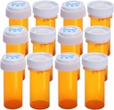 בקבוקי פילים ריקים מפלסטיק עם Double Sided Use (Child Resistant & Easy Open) Caps - Medicine Container Pill Case Dispenser ארגן (8 Dram, 12pcs)