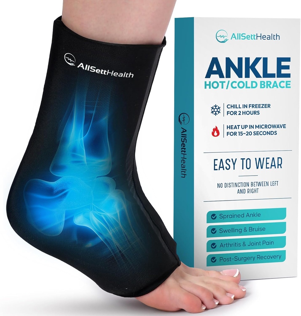 Ankle Ice Pack Wrap for Swelling - Hot/Cold Therapy Ice Wrap for Foot Pain Relief, Heel Pain Relief, Plantar Fasciitis, Achilles Tendonitis Relief, Spili Ankle Compression (Large/XL)