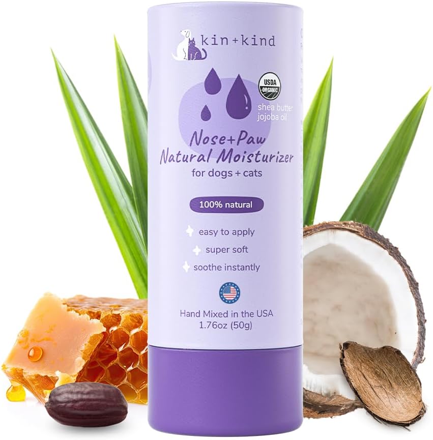 kin+kind Organic Dog ו Cat Nose ו Paw Balm Stick - 1.76oz Shea Butter - כלב Supplies