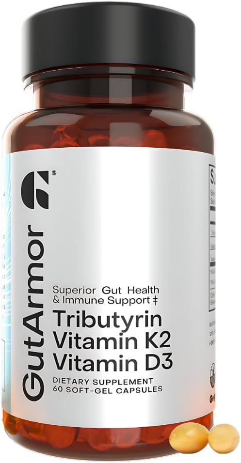 Gut & Heart Health + Immune Support | 2 חודשים אספקת 60 קפסולות גל רך | Butyrate 350mg & ויטמין D3 2000IUs & ויטמין K2 120mg