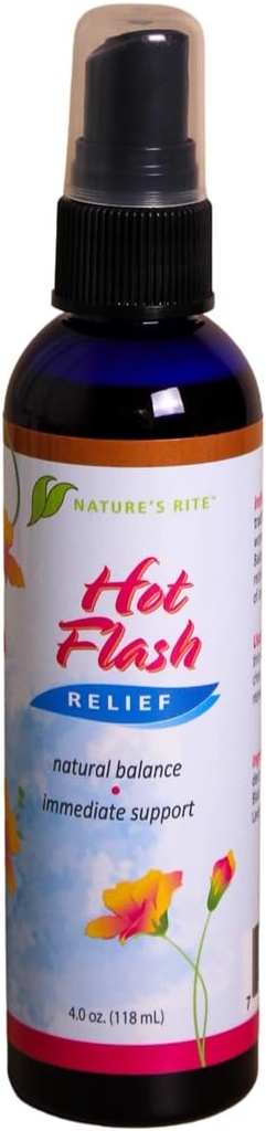 The Rite Hot Flash Relief Cooling Spray, 4 oz - Natural Herbal Mist for Women's Comfort, מרעננים את התמיכה בפלאשים חמים - Made in USA