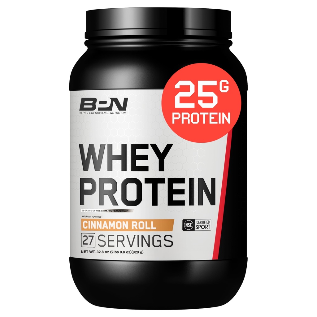 BPN Whey חלבון + Casein אבקת בלנדר, Cinnamon Roll 25g חלבון לתמיכה שריר ליאן התאוששות, 27 משרתים, צד שלישי נבדק