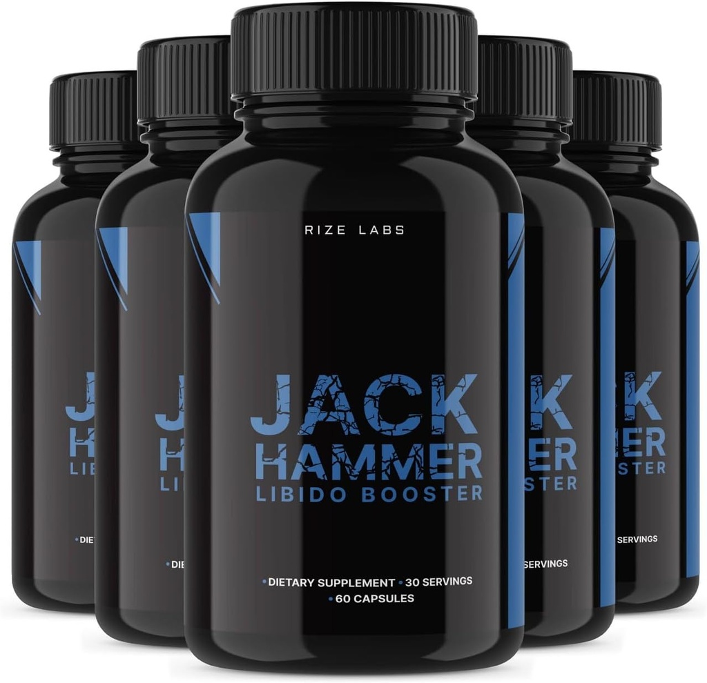 מעבדות rize (5 Pack) ג'ק Hammer Libido Booster עבור גברים, ג'ק האמר Libido Booster Powerful All Natural Formula כדי לשפר את הביצועים, ביקורות (300 קפסולות)