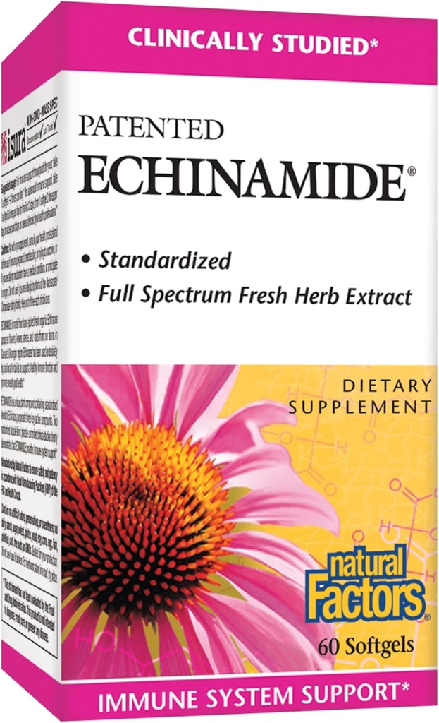 גורמים טבעיים, Echinamide, Echinacea תוסף עבור Immune ותמיכה בריאות, 60 Softgels