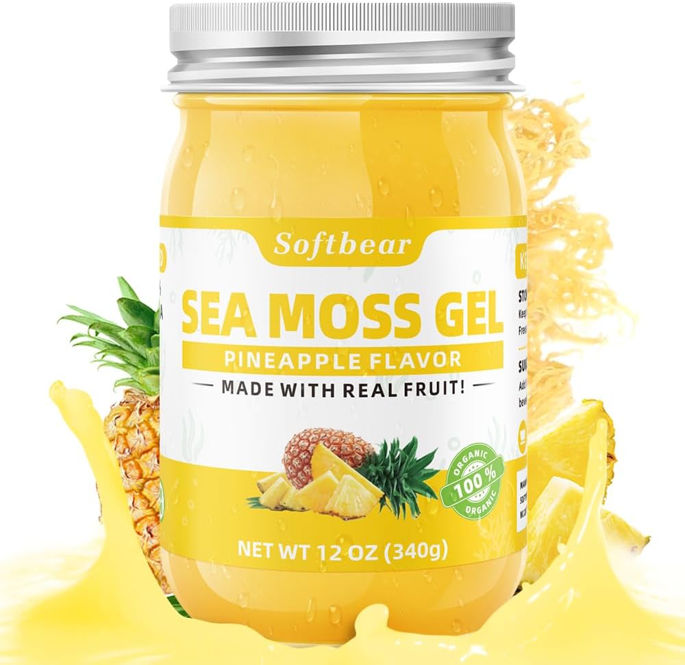 ים רך Moss Gel Pineapple Flavored 12 OZ - Wild Built Irish Sea Mossss Gel אורגני Raw 92 מינרלים ווויטמינים שאינם GMO Gluten-Free Vegans Imm Thyroid Digestive תמיכה