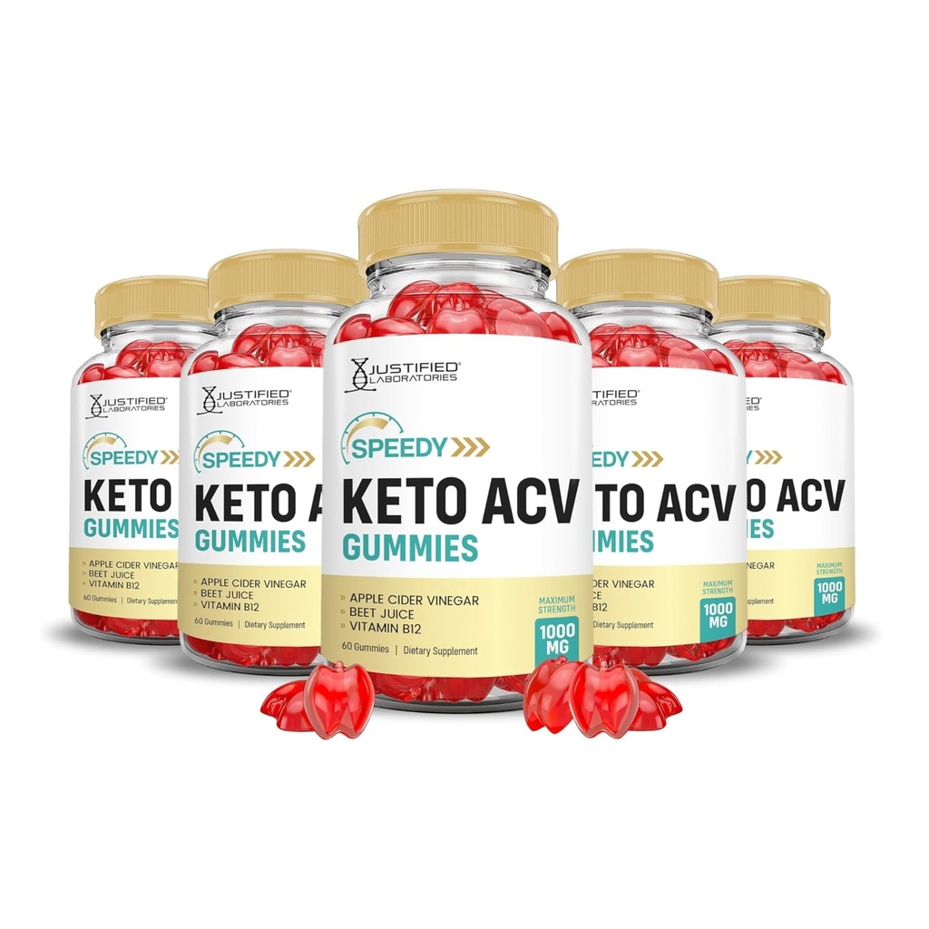 Justified Laboratories (5 Pack Speedy Keto ACV Gummies Advanced Formula 1000MG Speedy Keto Gummies Apple Cider Vinegar פורמולה עם אבקת מיץ Pomegranate B12 טבעוני non GMO 300mys