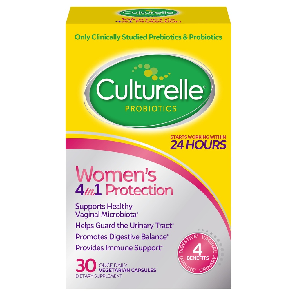 Culturelle Probiotics for Women with Prebiotics - 4in-1 עבור Vaginal, Digestive, Urinary & Immune Health - pH Balance, Bloating & Gas Relief - Daily Vegetarian כמוסות, Non-GMO - 30 Count Count Count