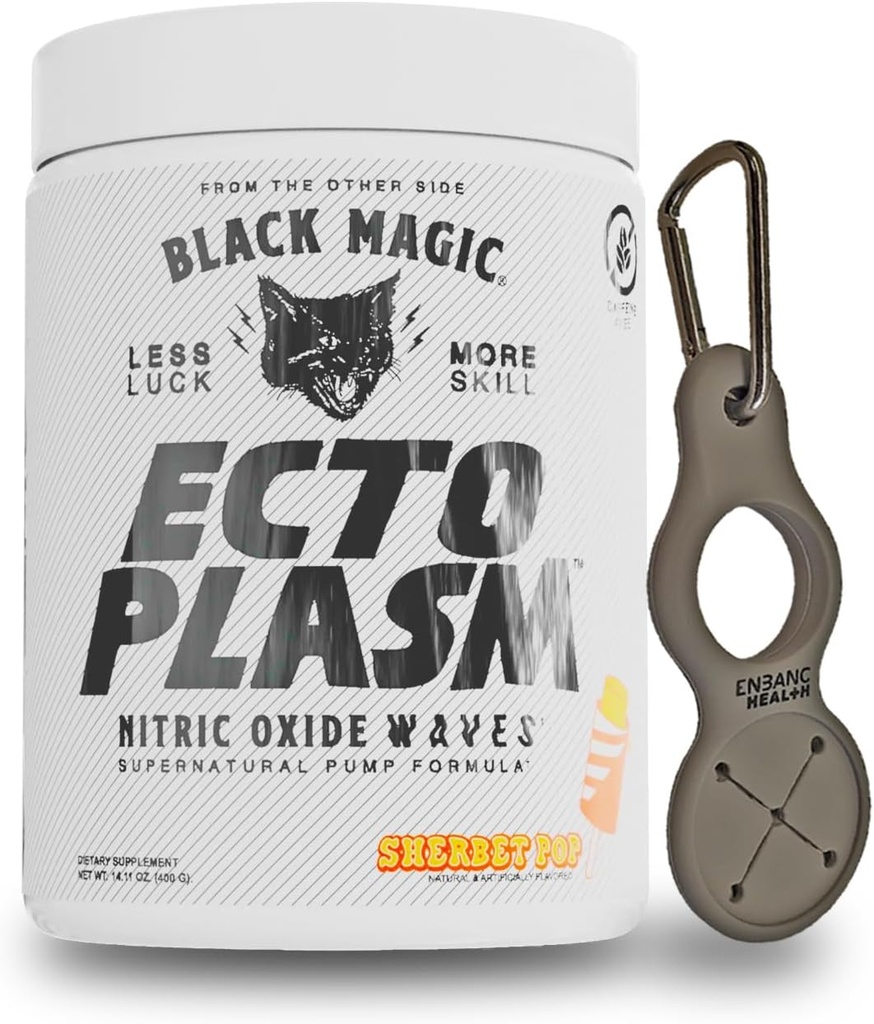 Black Magic Ecto Plasm - שריבת פופ - Handcreate Pumpiter Igniter, הידרציה מוגברת וחילוניות (400g, 20 Scoops) עם Enbanc Health Keychain