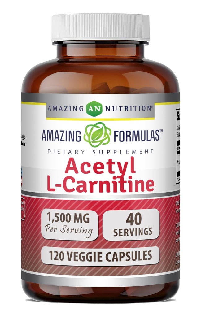 פורמולה מדהימה Acetyl L-Carnitine Hcl תוסף | 500 Mg Per Serve | 120 Veggie קפסולות תוסף | Non-GMO | Gluten Free | Made in USA