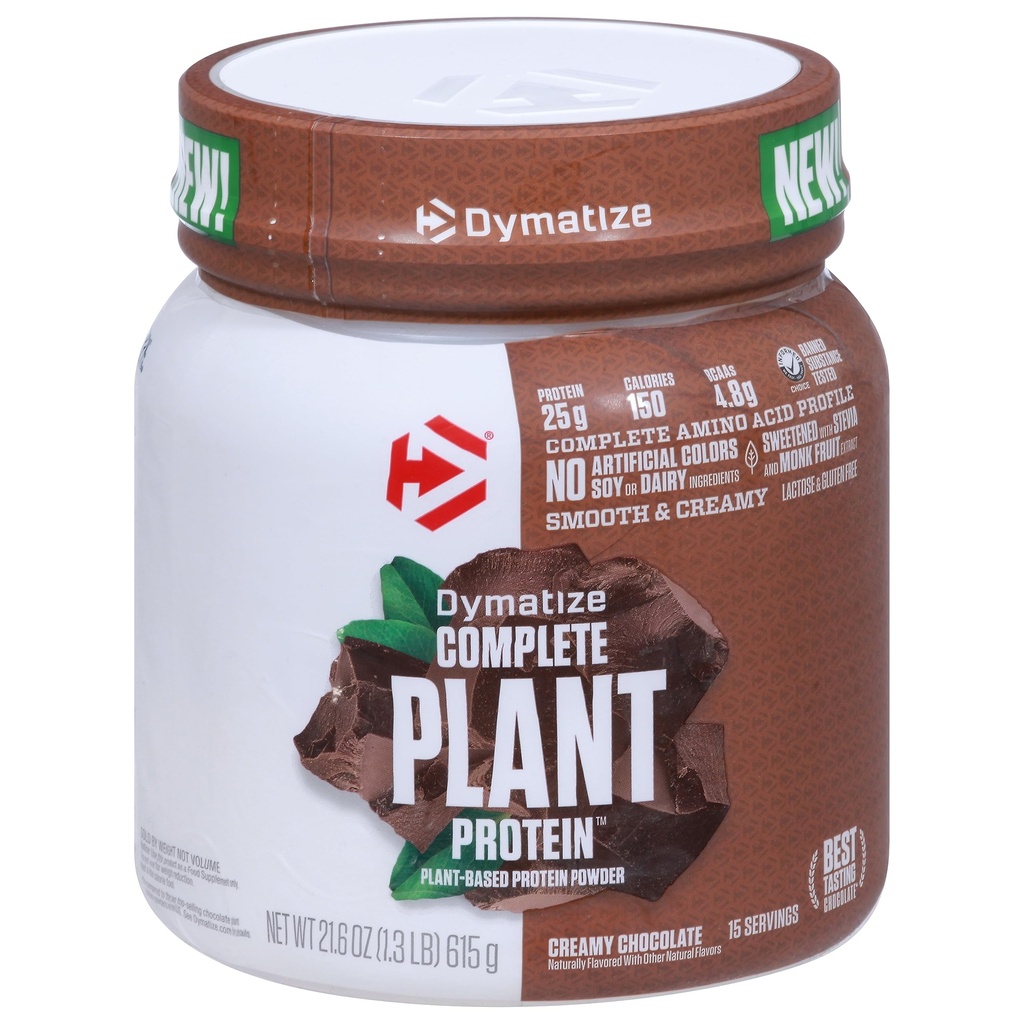 Dimatize חלבון צמחי טבעוני, שוקולד קרמי, 25g חלבון, 4.8g BCAAs, מלא Amino Acid פרופיל, 15 משרתים