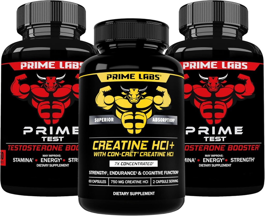 Prime Labs Prime Test (2-Pack) + Creatine HCl כמוסות (60 Count)