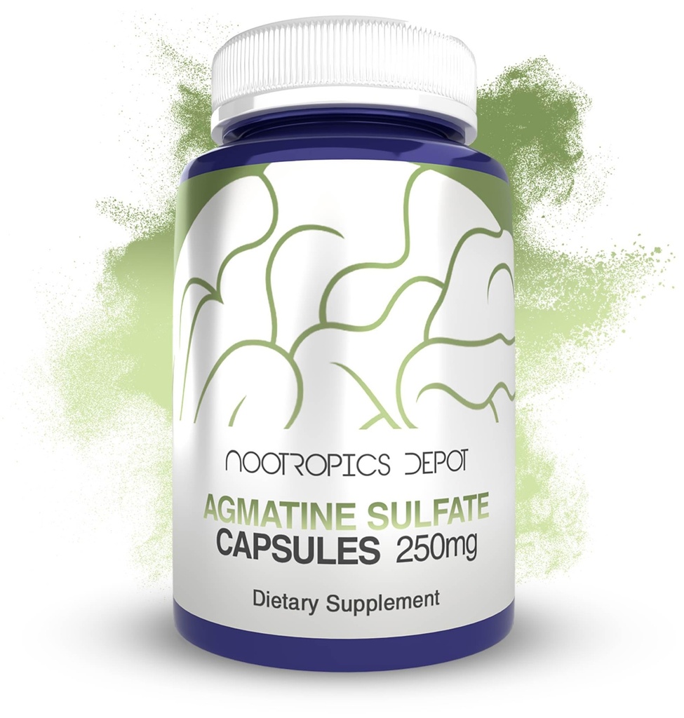 Nootropics Depot Agmatine Sulfate קפסולות | 250 מ"ג | 240 Count | תוספי אנרגיה | Amino Acid Derivative | תמיכה בחוזק פיזי ושיקום עבודה