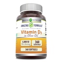 פורמולה מדהימה ויטמין D3 בשמן זית 5000 IU תוסף | Softgels | Non-GMO | Gluten-Free | Made in USA (1 Pack | 360 Count)