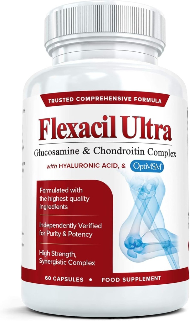 תוספי בריאות ותמיכה משותפים עם Glucosamine, Chondroitin, Hyaluronic Acid & MSM, 60 קפסולות