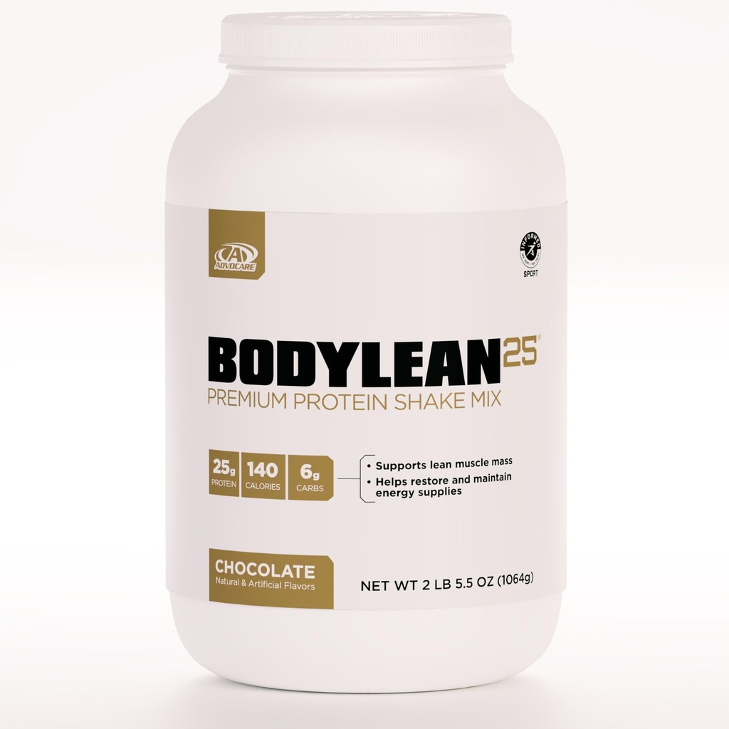 AdvoCare BodyLean25 - אבקת חלבון עם חלבון Whey חלבון Isolate - תמיכה בבניית שרירים וגוף Lean - מציעה תמיכה באנרגיה * - שוקולד, 4.5 oz