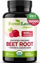 ForestLeaf Organic Beet Root כמוסות - תוסף Beetroot 16000 מ"ג כוח 20:1 גלולות לחלץ w / Ginger Grape Seed | תמיכה בלחץ הדם, Nitric Oxide, Flow, Circulation