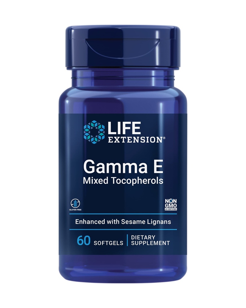 Life Extensionma E מעורב Tocopherols, הזדקנות בריאה, ויטמין E תוסף, משופרת עם Sesame lignans, Gluten-Free, non-GMO, 60 רכות