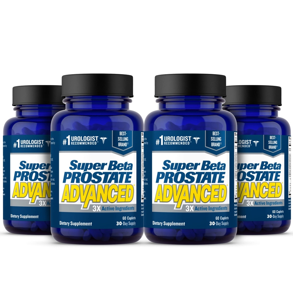 SUPER BETA PROSTATE מתקדם - קידום שינה, תמיכה ב- Bladder ריקה. תוספת של תמיכה ממשלתית לבריאות גברים עם Beta Sitosterol, לא Saw Palmetto. (240 קפסולות, 4Pack)