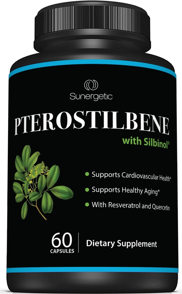 Premium Pterostilbene תוסף - Pterostilbene עם Resveratrol & Quercetin - תומך הזדקנות בריאה - מקור טבעי Pterostilbene 100 מ"ג לכל משרת - 60 קפסולות