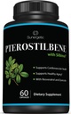 Premium Pterostilbene תוסף - Pterostilbene עם Resveratrol & Quercetin - תומך הזדקנות בריאה - מקור טבעי Pterostilbene 100 מ"ג לכל משרת - 60 קפסולות