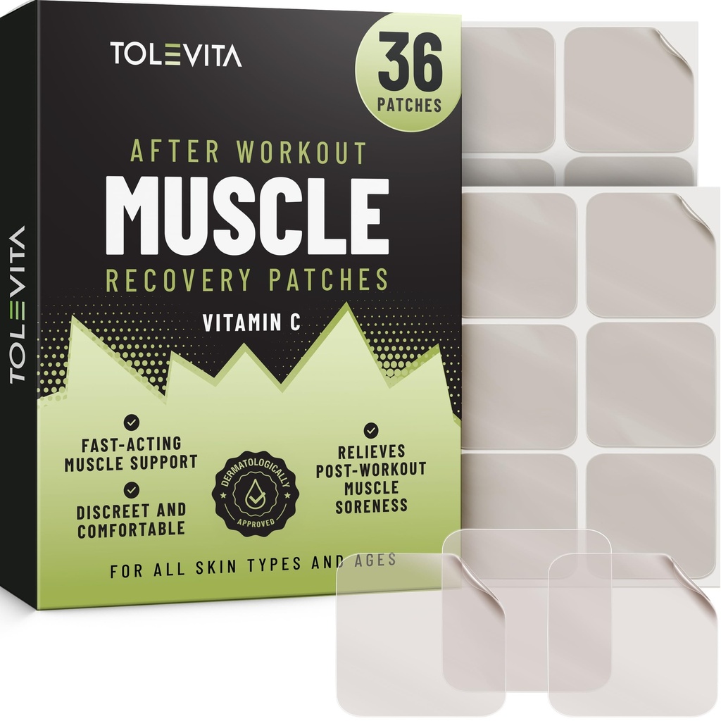 Post Workout השרירים Recovery Patches עם ויטמין C - 36 Patches לתמיכה פעילה בסגנון חיים, עוזר Soothe ו מרעננים לאחר אימון, נוח וקל לשימוש עבור גברים ונשים