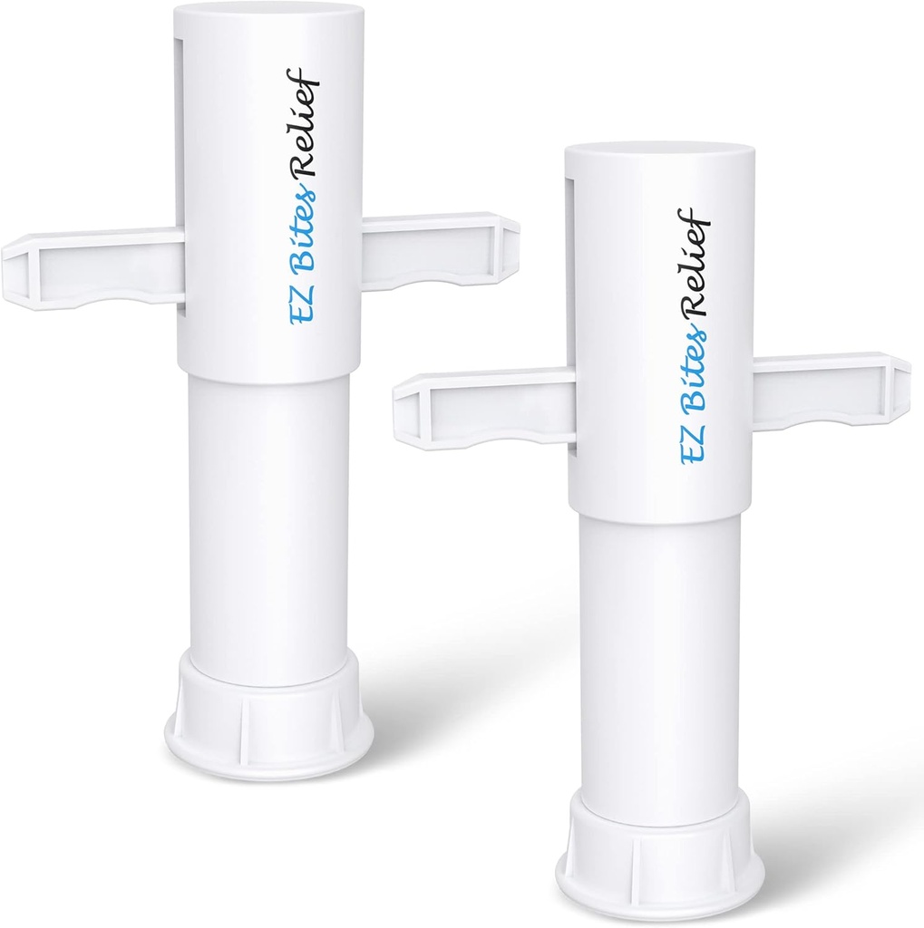 Memine EZ Bites Relief Suction Tool - 2 Pack Bee Sting ו- Bite Itch Relief Sucker, Venom Extractor for Saliva /Venom Removal, זמני הקלה מ-Itch ו-Swelling, Kid-Friendly White White White White