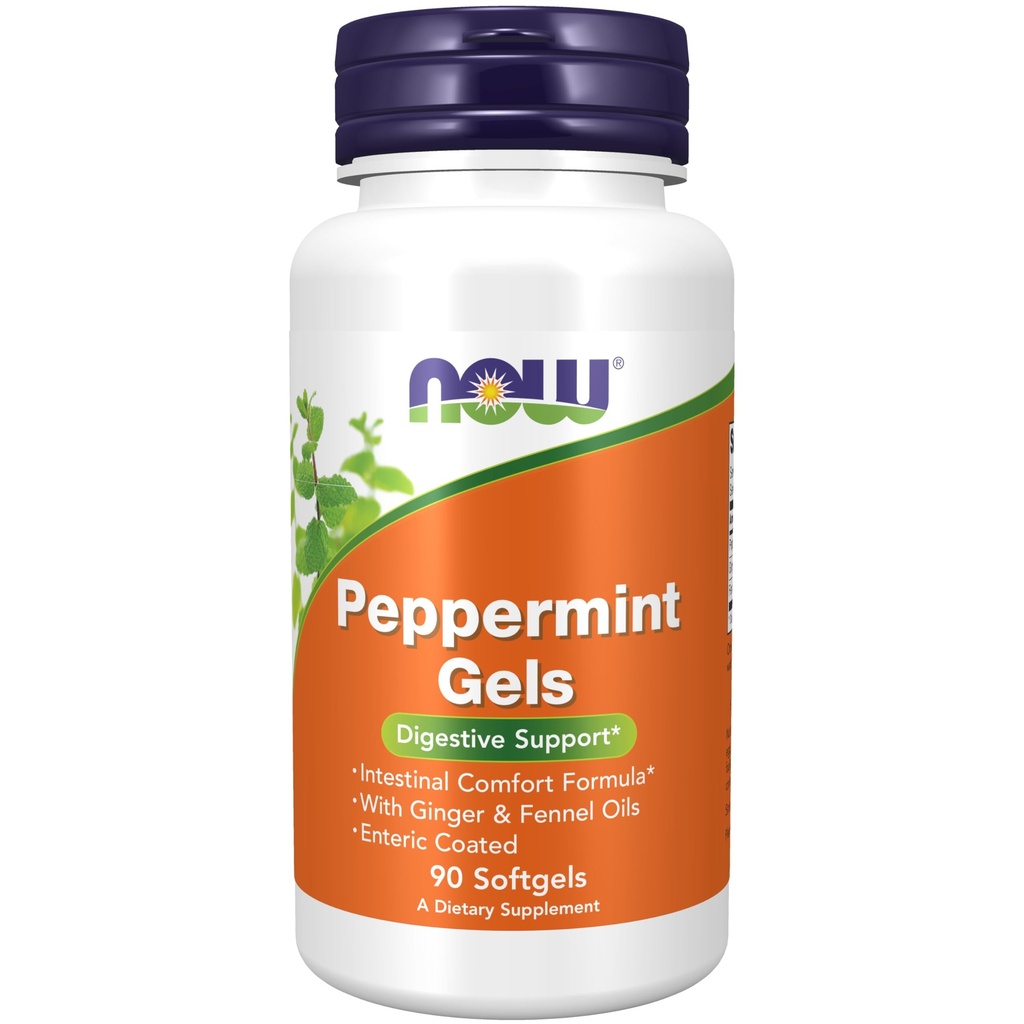 Now Foods Supplements, Peppermint Gels עם שמן ג'ינג'ר וחונל, Enteric Coated, Digestive Support*, 90 Softgels