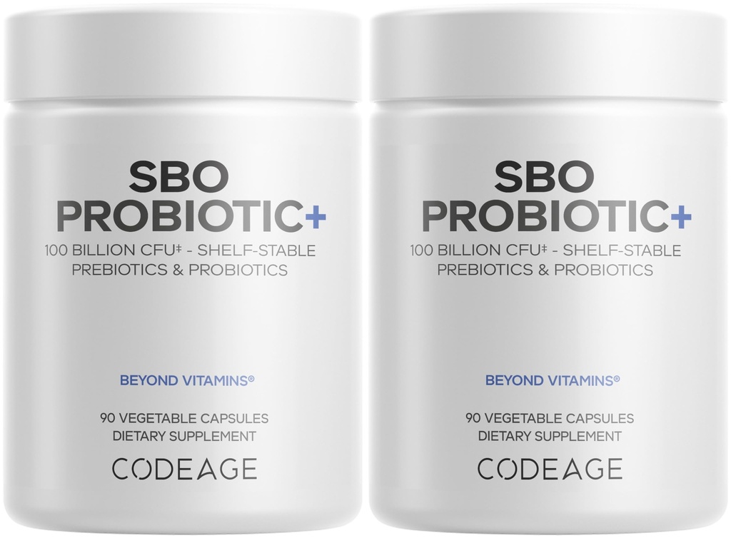 Codeage SBO Probiotics, 100 מיליארד CFUs Per Serve, Multi Strain Soil Based Organisms בלנדר אורגני, Shelf-Stable - 2 Pack