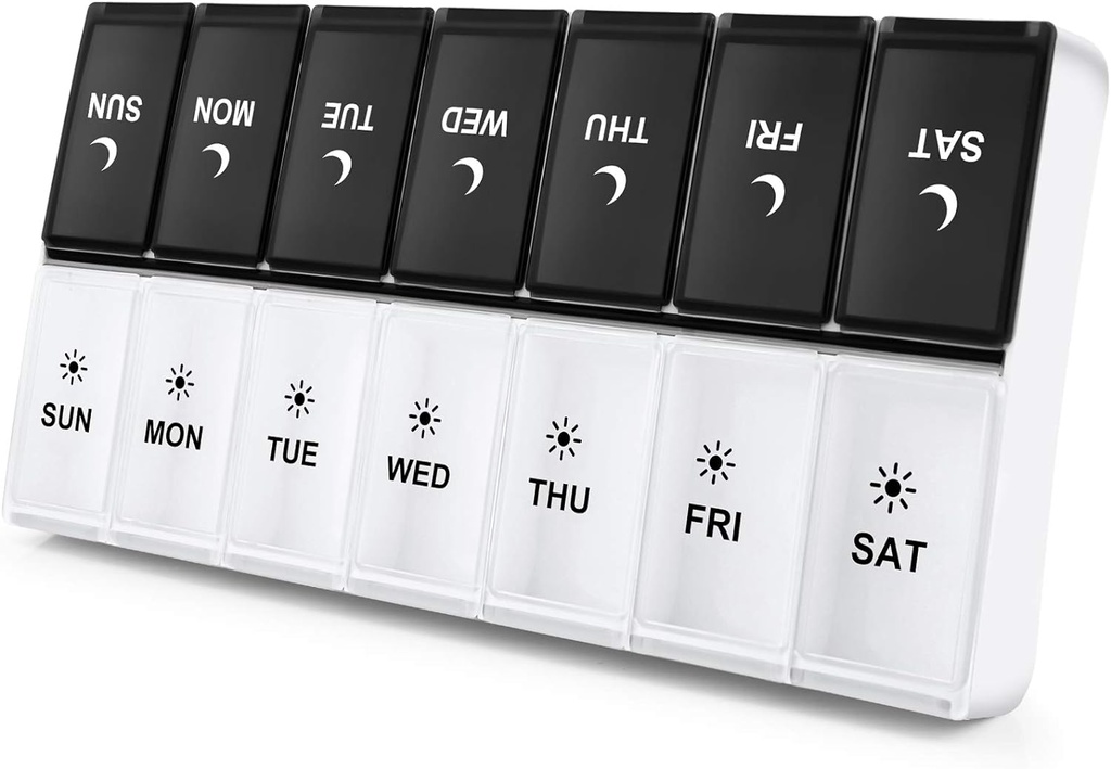 DANYING Extra Large Pill Organer 2 פעמים ביום, XL Weekly Pill Box 2 Per Day, AMPM Pill Case, Day Night Pill Container 7 Day, ויטמין Case Twice