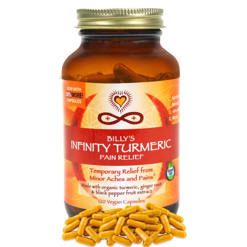 Infinity Turmeric קפסולות, High Potency Curcumin תוסף, USDA מוסמך אורגני תוספת עם Black Pepper וג'ינג'ר, Raw, Raw, Vegan Gluten Free