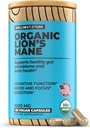 Lions Mane Mushroom אורגני תוסף (Hericium Extracts) 60 Veggie Caps - Immune Support Supplement; שיפור התפקוד הקוגניטיבי + קידום Vitality, להגן על תאים עצביים