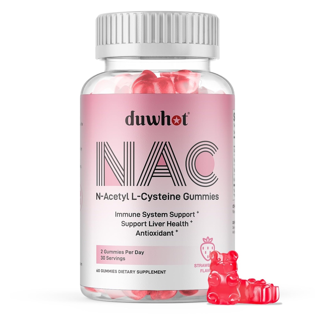Desht NACmies 600 מ"ג, N Acetyl Cysteine תוסף NAC Chewable for Antioxidants & Immune Support, Lung & Liver Health, Natural Strawberry Flavor, 60ct