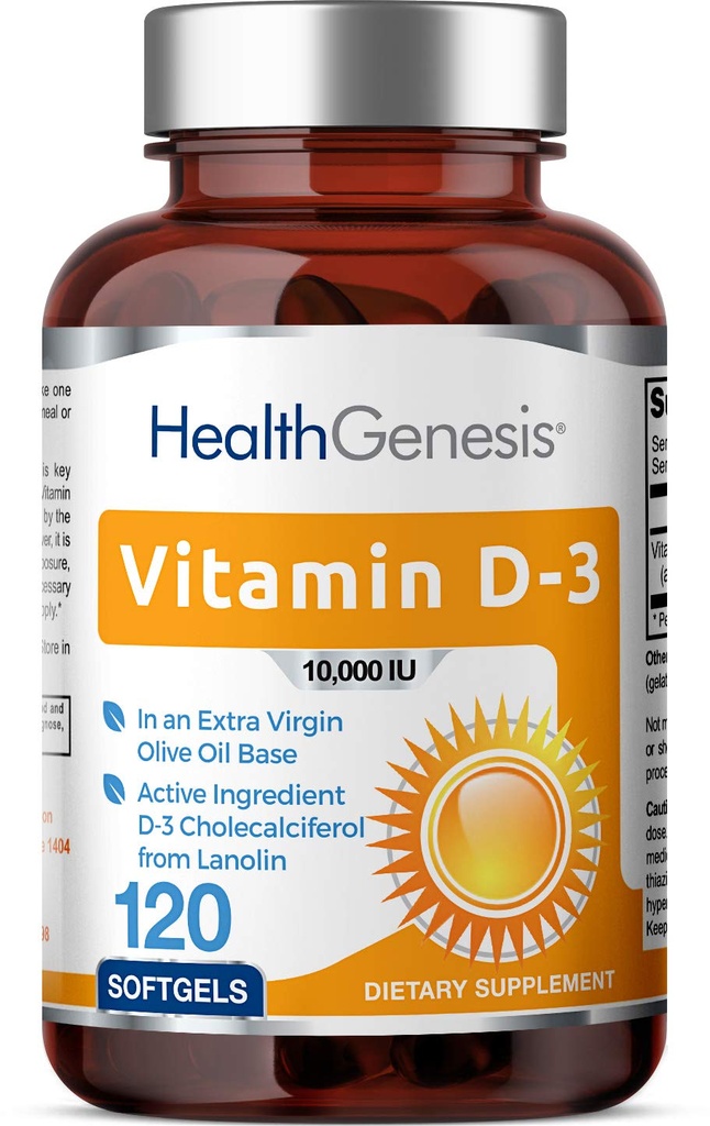 ויטמין D-3 10000 IU 120 Softgels - High-Potency ב תוספת שמן בתולה שמן לא-GMO Soy-Free תומך בעצמות חזקות