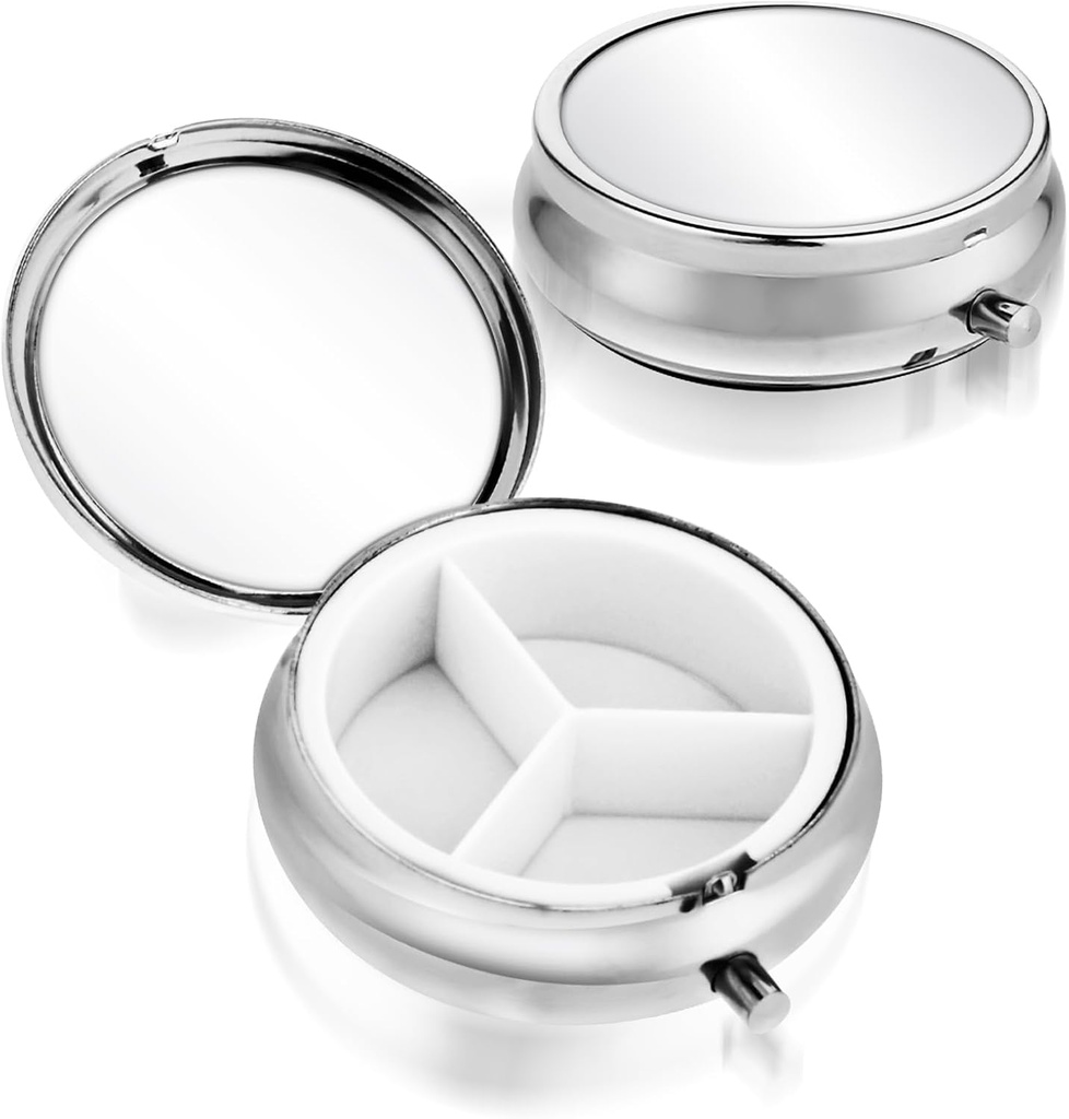 Sibba 3 השוואתי מקרה גלולת התרופות Portable Pill, Travel Multi-Functional Moisture Proof Box for Purse & Pocket, Metal Medicine Pill Productionser Box for ויטמינים, שמן דגים ותוספים