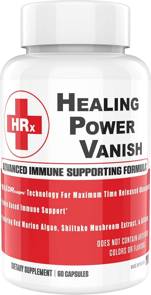 Herp Rescue Healing Power Vanish, Immune Support for Women, Mushroom, Pure Shiitake Mushroom, Beta Glucan, Red Marine Algae, 60 קפסולות