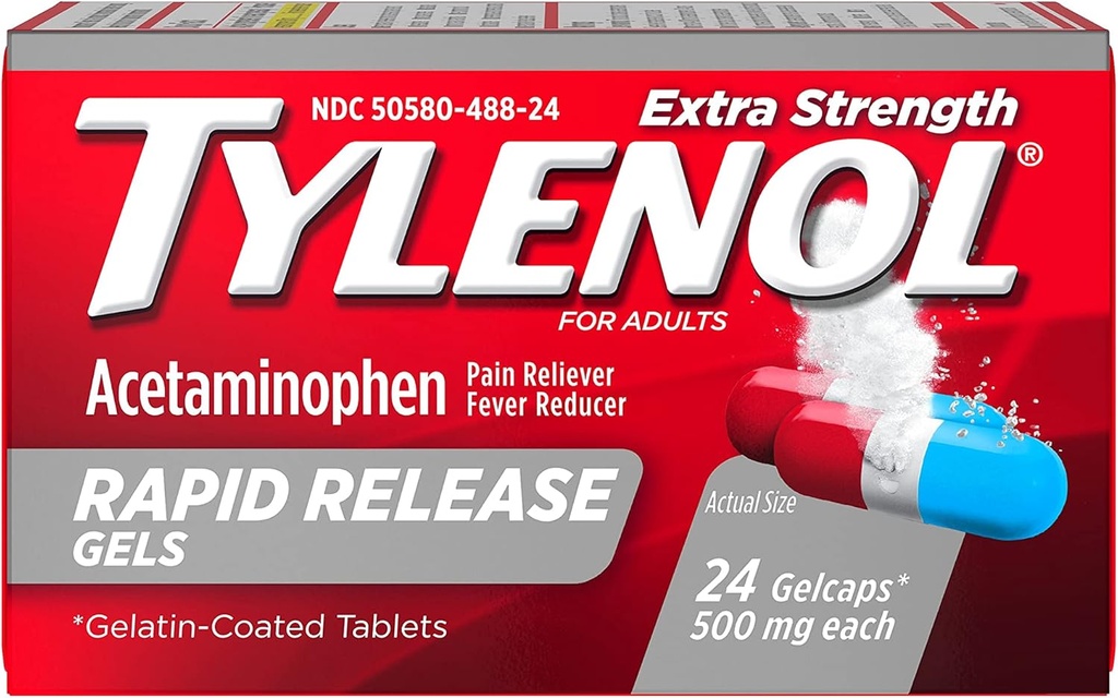 Tylenol תוספת כוח מהיר לשחרר Gelcaps - 24 ct, Pack של 2