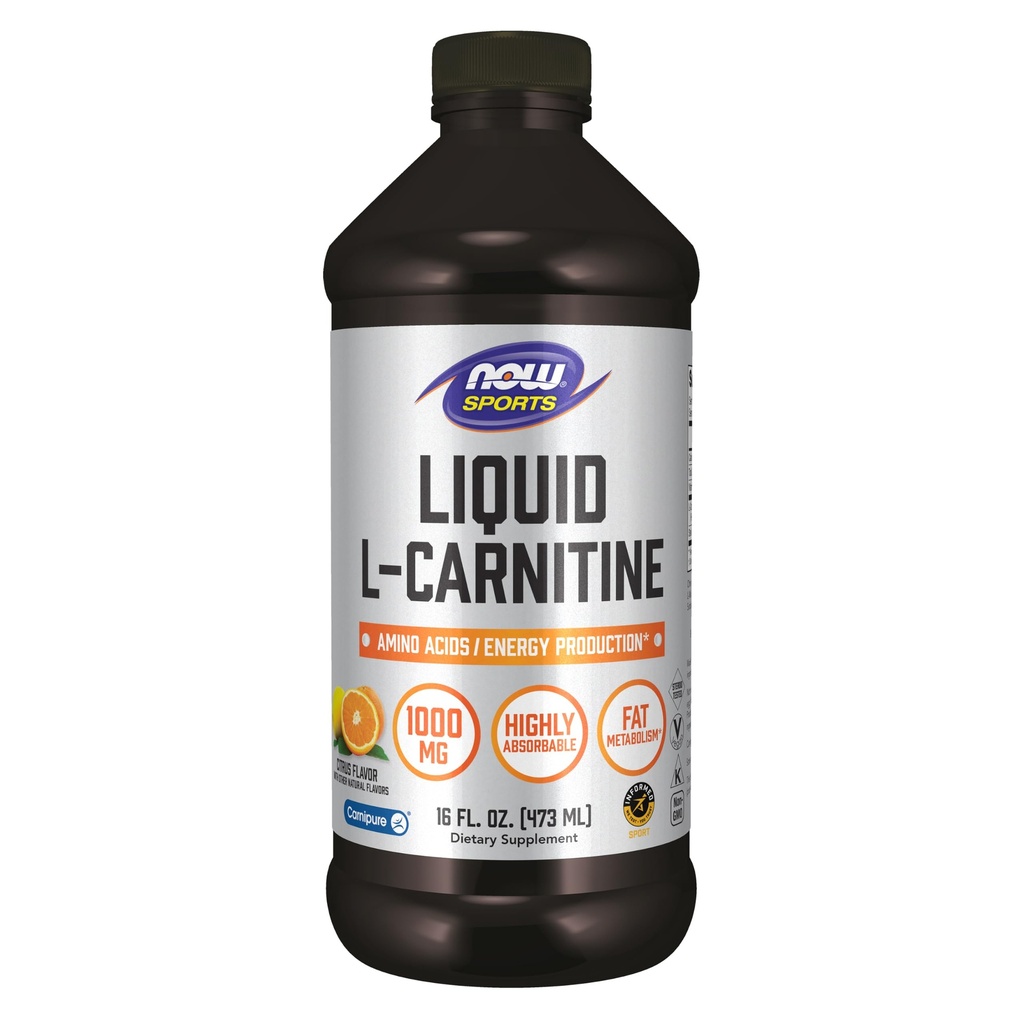 Now Foods Sports Nutrition, L-Carnitine נוזל 1000 מ"ג, Highly Absorbable, Citrus, 16-Ounce