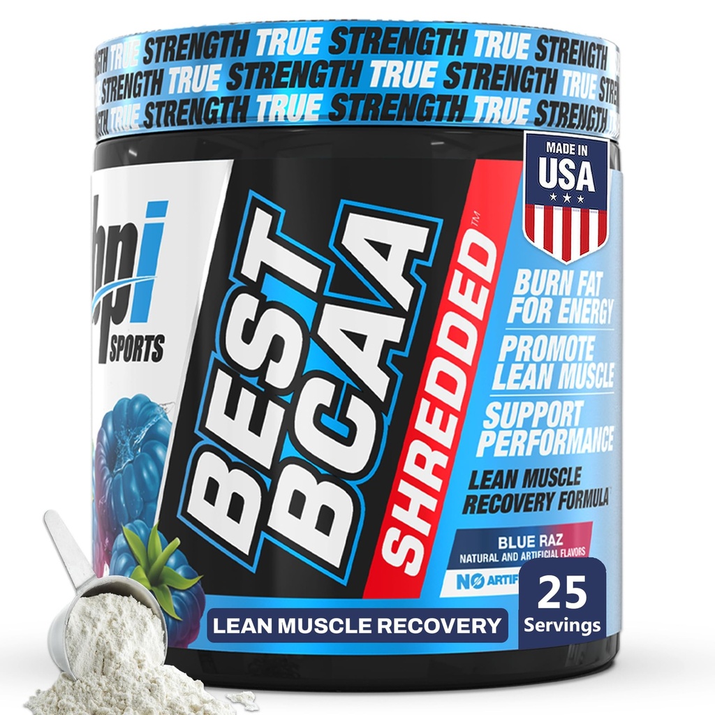 BPI Sports Best BCAA Shreded - Caffeine Free Thermogenic Recovery drink, Lean שריר בניין BCAA אבקת לנשים וגברים, Preworkout BCAAs Amino Acids שתיה - 25 משרתים
