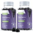 Viteey Sambucus Elderberry Gummies for Adults - Elderberry ויטמין C ו- Zinc Immunity Gummies - טבעוני, Gluten-Free - 120 הרוזן