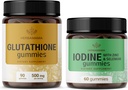 HerBAMAMA Glutathione & Iodine Kit - Bundle של 500 מ"ג מופחת L-Glutathione & Potassium Iodine Gummies - טבעוני, non-GMO, Gelatin-Free - 2 Pack