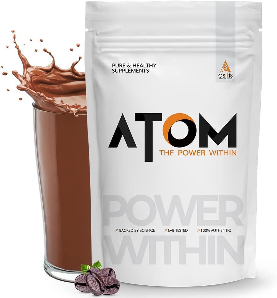 Asitis Nutrition AS-IT-is Atom Whey חלבון 1kg/35.2 עוץ עם Enzymes העיכוליביים | USA Labdoor Certified for Accuracy & Purity | Cafão Latte Flavor | 27g חלבונים Cross-Flow Microfiltered Gluten-Free Gluten-Free Gluten-Free Gluten