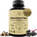 תוספת של Resveratrol עם Quercetin & Grape Seed - 850 מ"ג צמחי בלנדר, High Potency Polyphenols & Antioxidants for General Wellness, 60 קפסולות טבעוניות